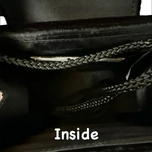 Black Suede & Satin Mini Handbag/Crossbody Bag Vintage - Picture 5 of 7